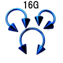 BL ボディピアス ブルーニオビウム サーキュラーバーベルコーン 【16G】(8,10,12)mm★メール便翌日到着300円★