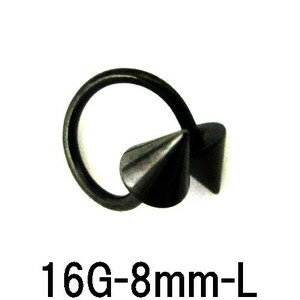 BK　ボディピアス　ブラックチタン　-(L)-　【16G】 (8，10，12)mm サイクロン★メール便翌日到着300円★