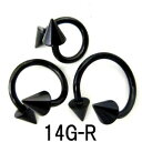BK ボディピアス ブラックチタン -(R)- 【14G】 (8,10,12)mm サイクロン★メール便翌日到着300円★