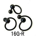 BK ボディピアス ブラックチタン-(R)- 【16G】 (8,10,12)mmスパイラル ★メール便翌日到着300円★