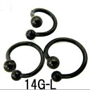 BK ボディピアス ブラックチタン-(L)- 【14G】 (8,10,12)mmスパイラル ★メール便翌日到着300円★