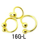 18GP ボディピアス 18金ゴールド -(L)- 【16G】 (8,10,12)mm スパイラル ★メール便翌日到着300円★