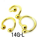 18GP ボディピアス 18金ゴールド -(L)- 【14G】 (8,10,12)mm スパイラル ★メール便翌日到着300円★