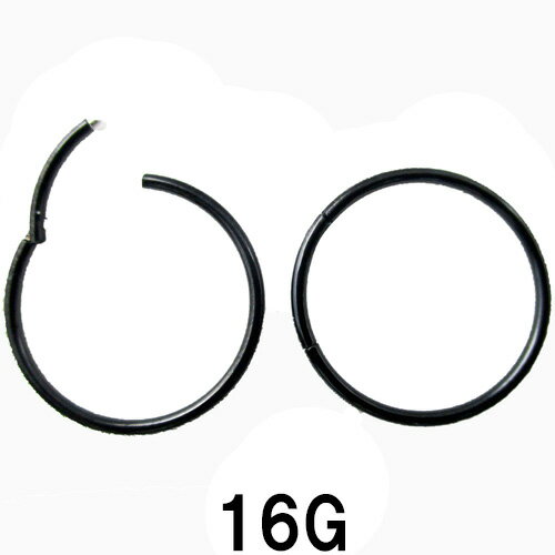 BK　ボディピアス　ブラックチタン　クリッカー　【16G】 （6〜24）mm（★メール便翌日到着★