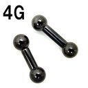BK ボディピアス ブラックチタン ストレートバーベル 【4G】(6〜12)mm★メール便翌日到着300円★
