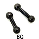BK ボディピアス ブラックチタン ストレートバーベル 【8G】(6〜12)mm★メール便翌日到着300円★