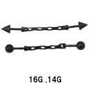 BK ボディピアス ブラックチタン チェーンインダストリアル 【16G 14G】★メール便翌日到着300円★