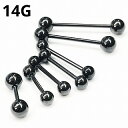BK ボディピアス ブラックチタン 【14G】 ストレートバーベル(シャフト6~70)mm★メール便翌日到着300円★