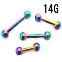 RB ボディピアス レインボーニオビウム ストレートバーベル 【14G】(6〜55)mm★メール便翌日到着300円★