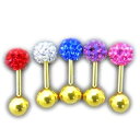 18GP ボディピアス 18金ゴールド パヴェボールストレートバーベル 【16G 14G】★ネコポス翌日300円★
