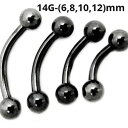 BK ボディピアス ブラックチタン カーブドバーベル 【14G】(6〜14)mm★メール便翌日到着300円★