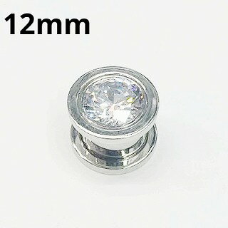 SS ボディピアス サージカルステンレス 1ジェム トンネル 【 12mm】★メール便翌日到着300円★