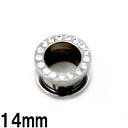 SS ボディピアス サージカルステンレス サークルジェム付きニュー トンネル 【 14mm】★メール便翌日到着300円★