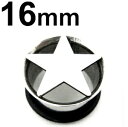 SS ボディピアス サージカルステンレス ★スター付きシングルフレアイヤーレット 【 16mm】★メール便翌日到着300円★