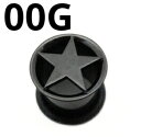 BK ボディピアス ブラックチタン ★スター付きシングルフレアイヤーレット 【 00G】 ★メール便翌日到着300円★