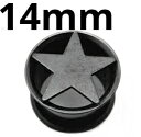 BK ボディピアス ブラックチタン ★スター付きシングルフレアイヤーレット 【 14mm】 ★メール便翌日到着300円★