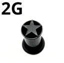 BK ボディピアス ブラックチタン ★スター付きシングルフレアイヤーレット 【 2G】 ★メール便翌日到着300円★