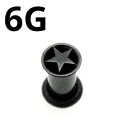 BK ボディピアス ブラックチタン ★スター付きシングルフレアイヤーレット 【 6G】 ★メール便翌日到着300円★