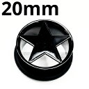 BK ボディピアス ブラックチタン ★スター付きシングルフレアイヤーレット 【 20mm】 ★メール便翌日到着300円★