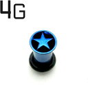 BL ボディピアス ブルーニオビウム★スター付き シングルフレアイヤーレット 【 4G】★メール便翌日到着300円★