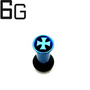 BL ボディピアス ブルーニオビウム アイアンクロス シングルフレアイヤーレット 【 6G】★メール便翌日到着300円★