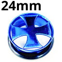 BL ボディピアス ブルーニオビウム アイアンクロス シングルフレアイヤーレット 【 24mm】★メール便翌日到着300円★