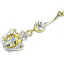 18GP ボディピアス 18金ゴールド ジェムネイブル14【クラウン】【14G】 へそピアス★メール便翌日到着300円★