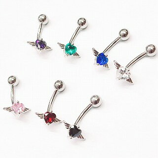 SS ボディピアス サージカルステンレス エンジェルハートネイブル 【14G】 へそピアス★メール便翌日到着300円★