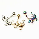 18GP NIORB ボディピアス 18金ゴールド レインボー ネイブル【トカゲ】【14G】 へそピアス★メール便翌日到着300円★