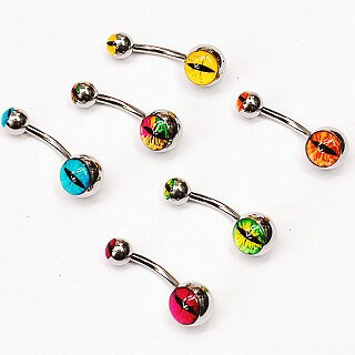 SS ボディピアス サージカルステンレス ネイブル【キャッツアイボール】 【14G】 へそピアス★メール便翌日到着300円★