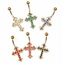 18GP ボディピアス 18金ゴールド ジェムネイブルクロス 【14G】 へそピアス★メール便翌日到着300円★