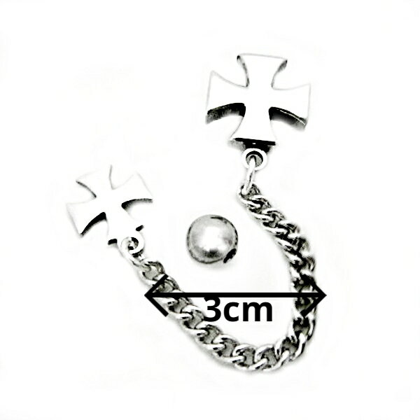 SS　ボディピアス　サージカルステンレス　チェーン付きアイアンクロス バーベル　【16G　14G】6mm★メール便翌日到着300円★