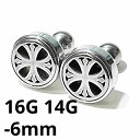 SS ボディピアス サージカルステンレス アイアンクロスシールドバーベル 【16G 14G】6mm★メール便翌日到着300円★