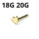 18GP ボディピアス 18金ゴールドノーズスタッド ハート 【18G 20G】★メール便翌日到着300円★