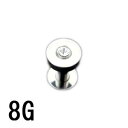 SS ボディピアス サージカルステンレス 1ジェム トンネル 【 8G】★メール便翌日到着300円★