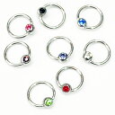 SS ボディピアス サージカルステンレス ジェムビーズリング 【16G 14G】 ★メール便翌日到着300円★