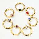 18GP ボディピアス 18金ゴールド ジェムビーズリング 【16G 14G】★メール便翌日到着300円★