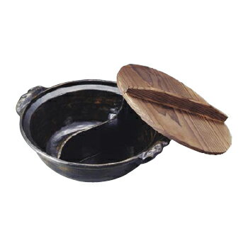 電磁用 源平鍋 （黒アメ釉） 30cm