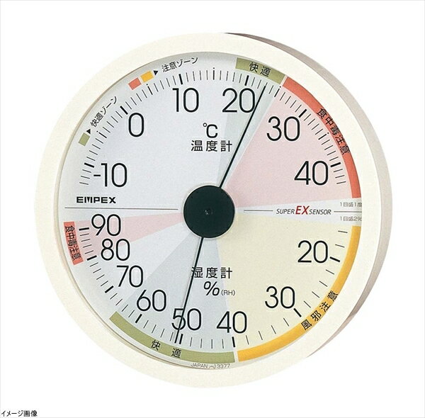 エンペックス気象計 温度湿度計 高精度ユニバーサルデザイン 壁掛け用 日本製 ホワイト EX-2821
