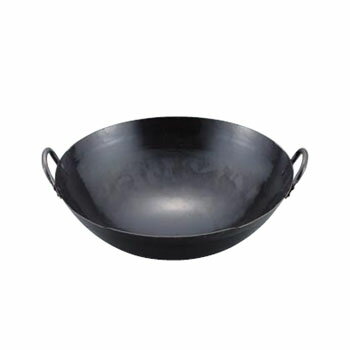 四川鍋 42cm(深さ130mm 1.2mm厚)打出 鉄製 山田●42cm●板厚:1.2mm●重量:1650g●深さ:130●取手リベット止め●※板厚、深さ、取手溶接などの特注承ります。●山田鉄打出中華鍋の特長:数千回叩いて造るので、鉄の分...