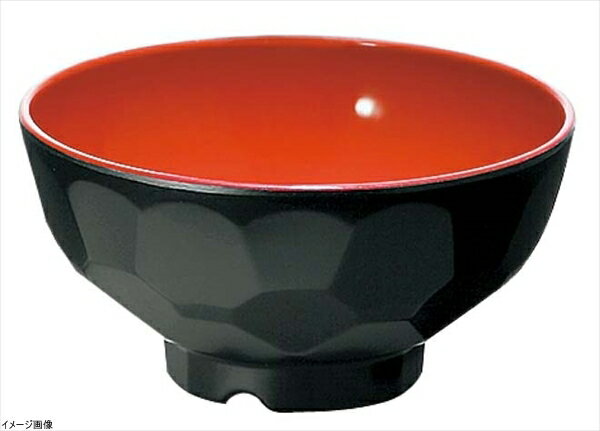 メラミン 亀甲椀 小 黒内朱 B33 B/R