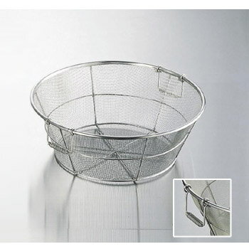 Silicone Cooking Utensils - 揚ザル 荒目5メッシュ 手付 18-8（ステンレス） BK 45cm