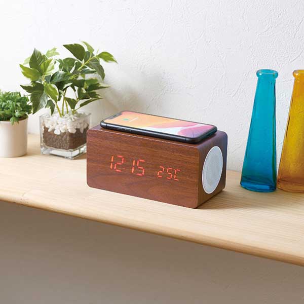 アイトック ブルートゥーススピーカー・ワイヤレス充電機能付クロック 6183-23 [2]