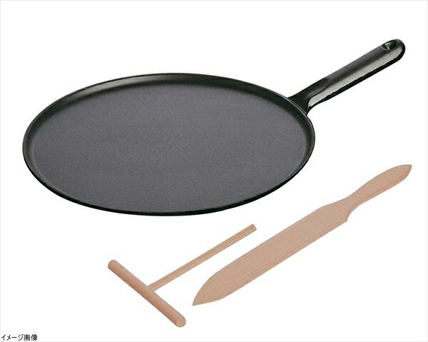 Staub ȥ Pancake Pan Wooden Handle Round ѥ󥱡ѥ åǥϥɥ饦 30cm Black ֥å 1213023
