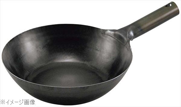 山田 鉄中華片手鍋 39cm 底平型 IH用（板厚2．3mm）サビ止め有