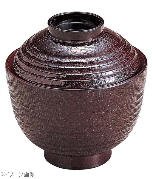 荒筋木目椀 溜内朱 3寸