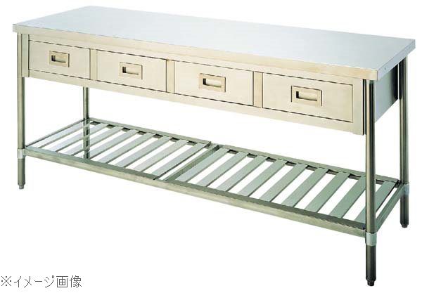 パイプ脚 作業台 引出付 UTU－606－1D バックガード有