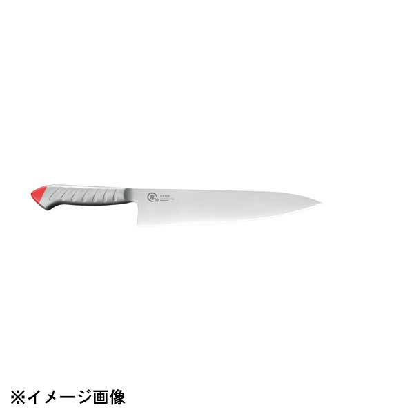 使用している塗料は食品、添加物などの規格基準に適合塗料の付着性JISK5600-5-6塗料一般試験方法に対応食材に合わせて使い分け（HACCP対応）7色のカラーバリエーションで食材に合わせて使い分け。肉、魚、野菜、加工済食材などの食品別に利用できるので、衛生管理（HACCP対応）が可能です。モナカハンドル。ハンドルの板厚を薄く空洞にすることで軽量化し、角を丸くすることで、握りやすく手の負担を軽減。ディンプル加工が指にフィット、しっかり握れすべりにくい構造。サビに強く高硬度で切れ味が持続する。モリブテン・バナジウム鋼を使用●サイズ　全長：445mm●材質：刃：モリブデン・バナジウム鋼　ハンドル：18-8ステンレス（ウレタン焼付け塗装）　仕上：水砥本刃付●生産地：中国