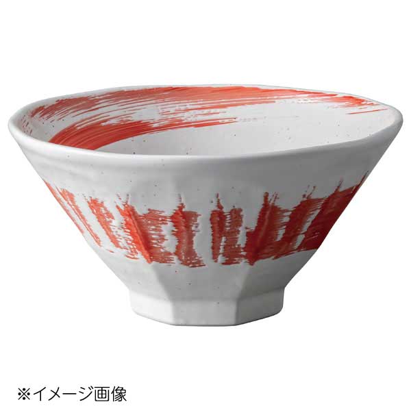 桐井陶器 モデルノ MODERNO 粉引赤渦 八角7.0丼 480-A503