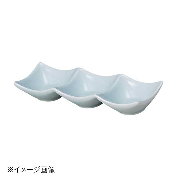 桐井陶器 モデルノ MODERNO 天青 20cm三連皿 679-37